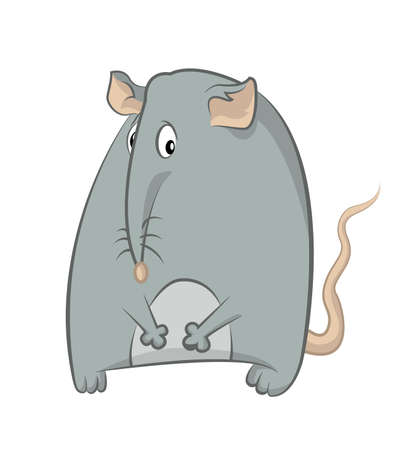 image of grey cartoon funny mouseのイラスト素材