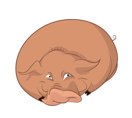 image of big cartoon funny pigのイラスト素材