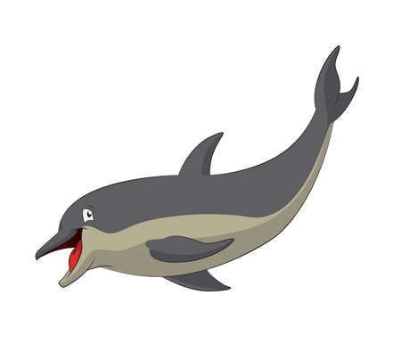 image of funny cartoon smiling dolphinのイラスト素材