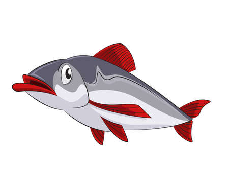 image of funny cartoon sad fishのイラスト素材