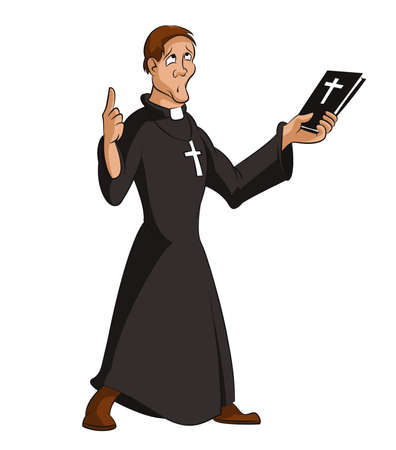 image of funny cartoon smart priestのイラスト素材