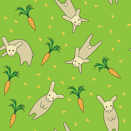 image of Rabbit seamless pattern green colorのイラスト素材