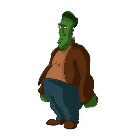 Vector image of green cartoon funny Frankensteinのイラスト素材