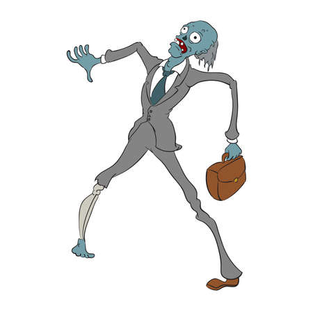 Zvector image of cartoon grey office zombieのイラスト素材