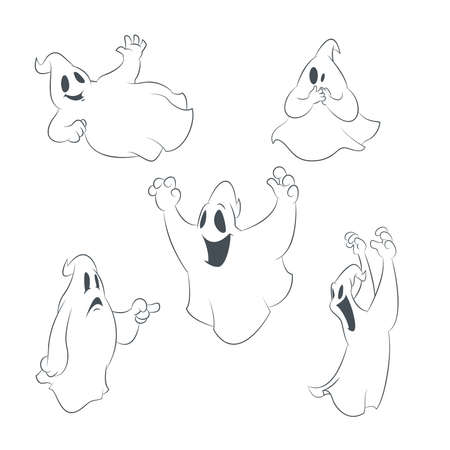 Vector image of collecion of icons with ghostsのイラスト素材