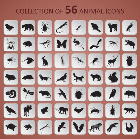 Vector image of paper animal black and whitte iconsのイラスト素材