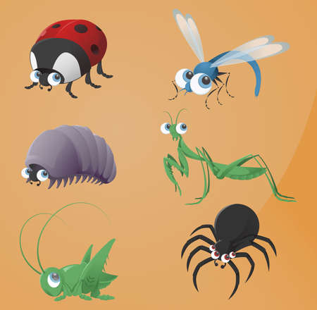 Vector image of funny cartoon bugs iconsのイラスト素材