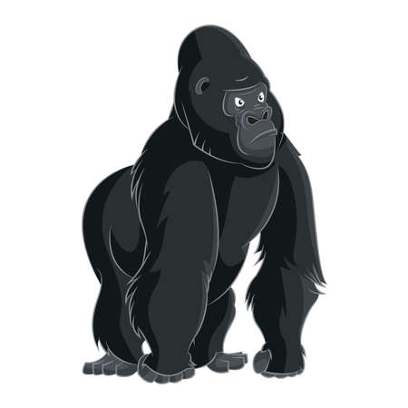 Vector image of big cartoon dark gorilla