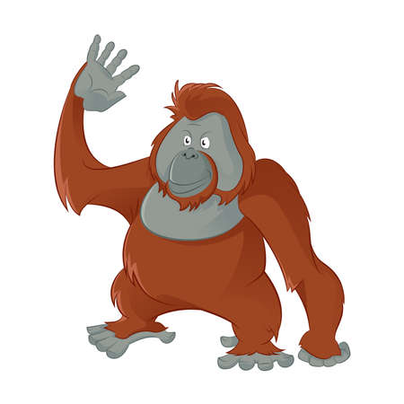 Vector image of fiunny cartoon smiling Orangutanのイラスト素材