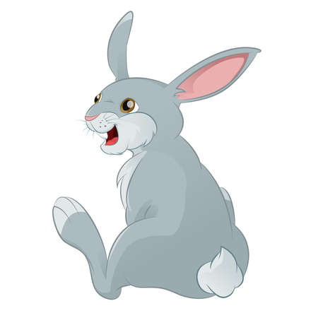 Vector image of funny cartoon grey rabbitのイラスト素材