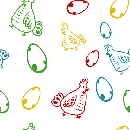 Vector image of seamless chicken color patternのイラスト素材
