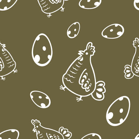 Vector image of seamless chicken brown patternのイラスト素材
