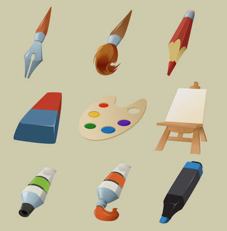 Vector image of collection of draw iconsのイラスト素材