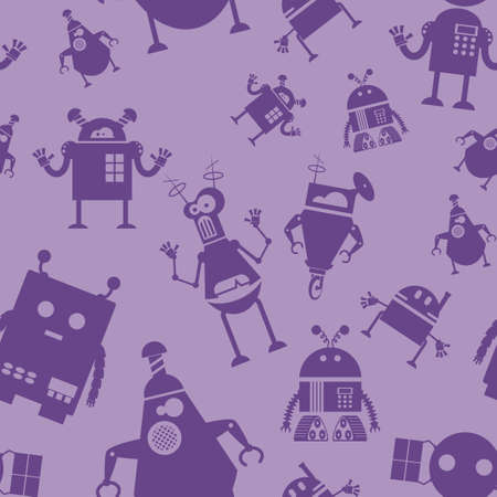 Vector image of seamless pattern with robotsのイラスト素材
