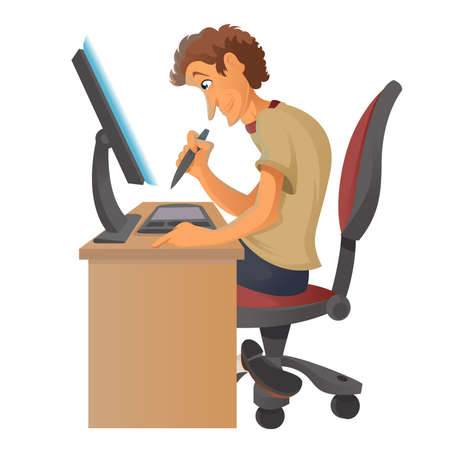 Vector image of smiling drawing   artistのイラスト素材