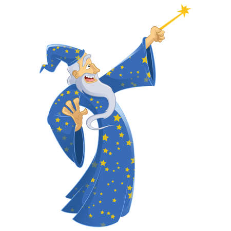 Vector image of an cartoon smiling wizardのイラスト素材