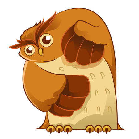 image of an cartoon old owlのイラスト素材