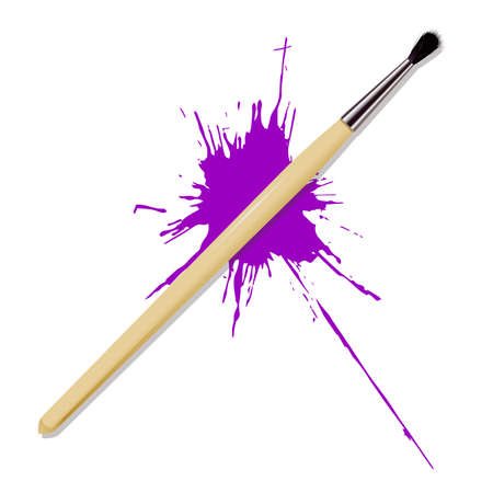 Vector image of an realistic brush and a purple spotのイラスト素材