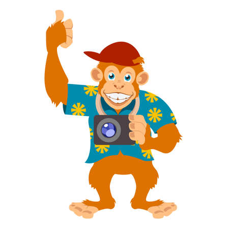 Vector image of a Monkey with a camのイラスト素材