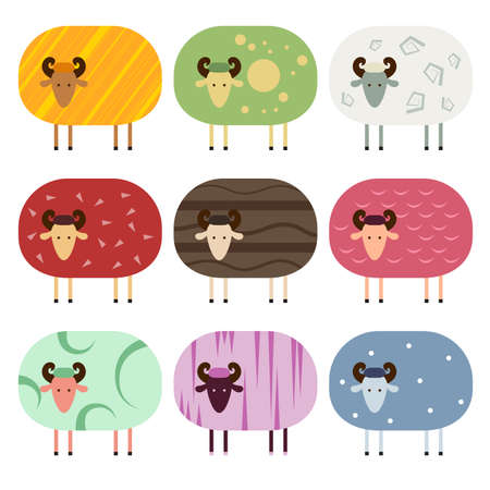 Vector image of collection of icons of sheepのイラスト素材