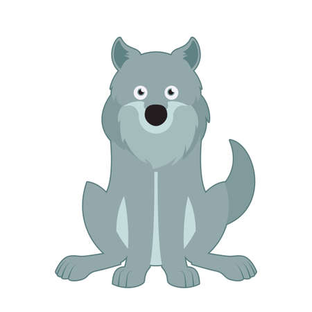 Vector image of a cartoon gray sitting wolfのイラスト素材