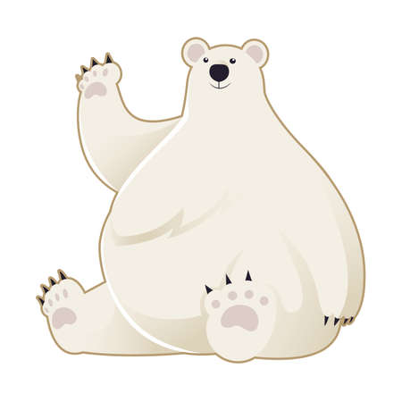 Vector image of a cartoon greeting polar bearのイラスト素材