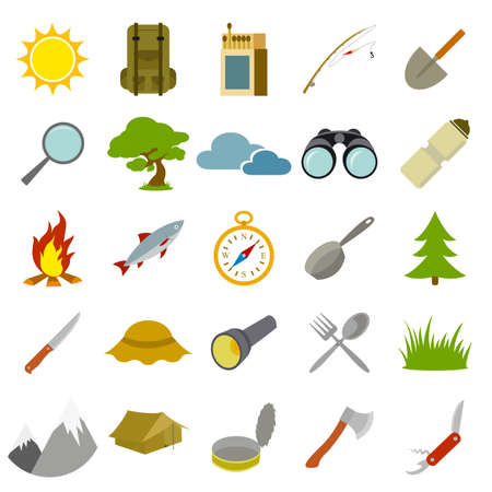 Vector image of set of flat tourism iconsのイラスト素材