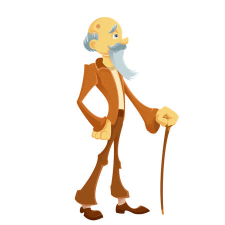 Vector image of an old man with his brown stickのイラスト素材