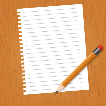 Vector image of a sheet with lines and a pencilのイラスト素材
