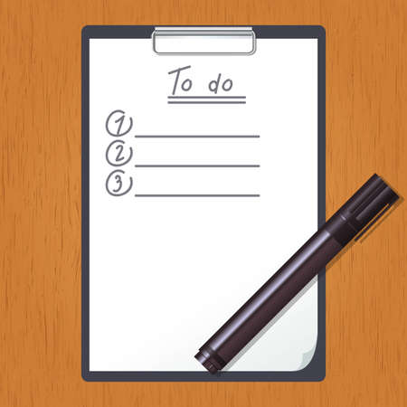 Vector image of a tablet with List of doing and the markerのイラスト素材