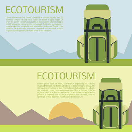Vector image of a flat ecotourism bannerのイラスト素材