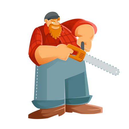 Vector image of a Woodcutter with his sawのイラスト素材