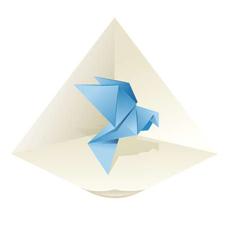 image of an origamy blue pigeonのイラスト素材