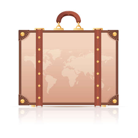 Vector image of a Suitcase with the map of the world  for the travelのイラスト素材