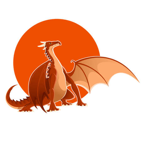 Vector image of a big red dragonのイラスト素材