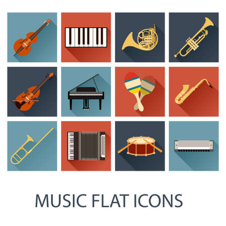 image of set of flat music iconsのイラスト素材