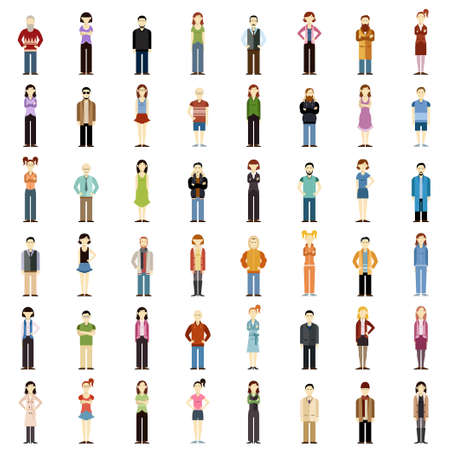 image of a set of people flat icons