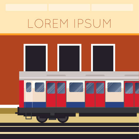 Vector image of a banner with subway train and the stationのイラスト素材