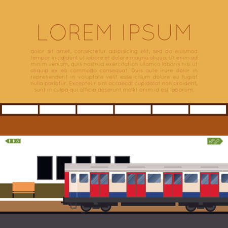 image of a banner with subway train and the stationのイラスト素材