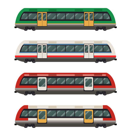 Vector image of a set of flat railbuses
