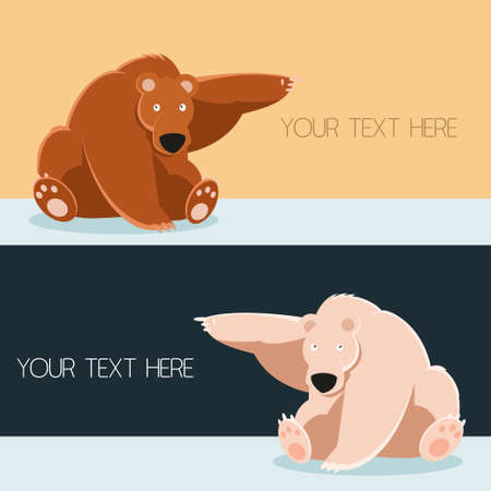 Vector image of a bear point bannersのイラスト素材
