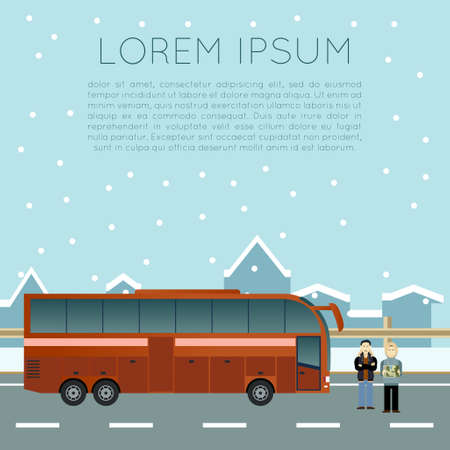 Vector image of a banner of trip by busのイラスト素材