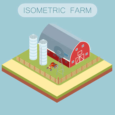 Vector image of an  Isometric farm bannerのイラスト素材