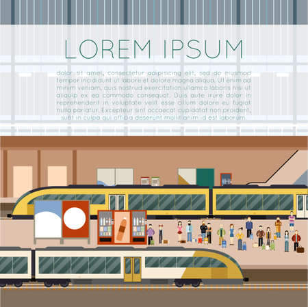 Vector image of a station for trainsのイラスト素材