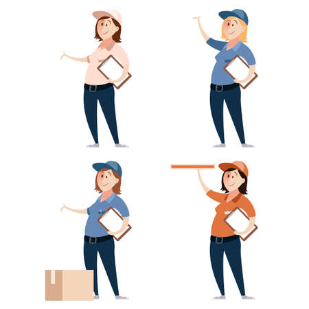 Vector image of Set of delivery womenのイラスト素材