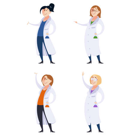 Vector image of Set of scientist womenのイラスト素材