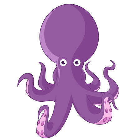 image of the  Cartoon purple Octopusのイラスト素材
