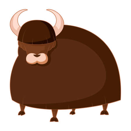 image of the  Cartoon brown Yakのイラスト素材
