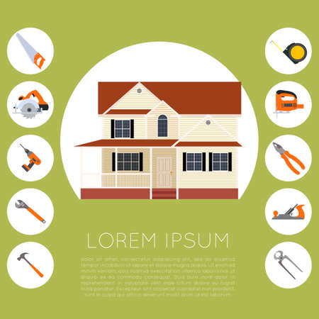 Vector image of the home improvement tools bannerのイラスト素材