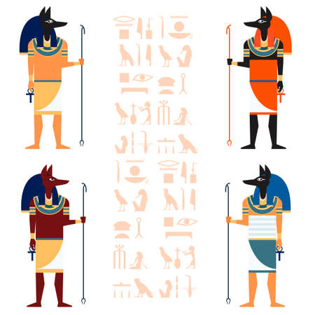 Vector image of the set of egiptian gods Anubisのイラスト素材
